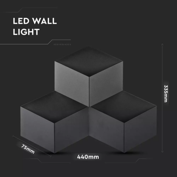 LED Απλίκα Κύβοι 9W Μαύρο Σώμα Αρχιτεκτονικού Φωτισμού 3000K Θερμό V-TAC – 8223