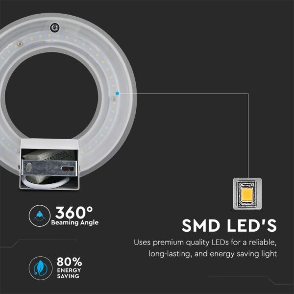 LED Φωτιστικό Τοίχου 9W V-TAC Λευκό Στρογγυλό SMD Θερμό Λευκό 3000Κ – 8225