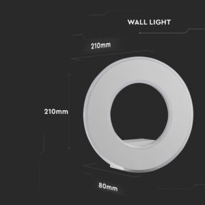 LED Φωτιστικό Τοίχου 9W V-TAC Λευκό Στρογγυλό SMD Θερμό Λευκό 3000Κ – 8225