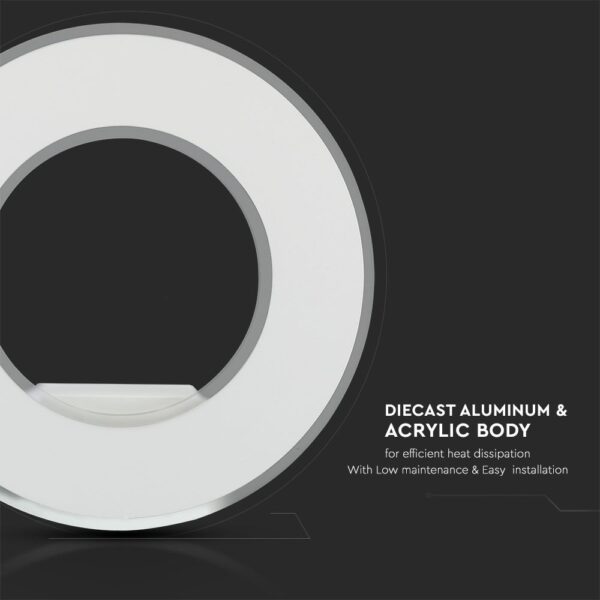 LED Φωτιστικό Τοίχου 9W V-TAC Λευκό Στρογγυλό SMD Θερμό Λευκό 3000Κ – 8225