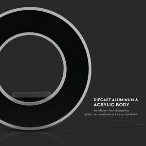 LED Φωτιστικό Τοίχου 9W V-TAC Μαύρο Στρογγυλό SMD Θερμό Λευκό 3000Κ – 8227