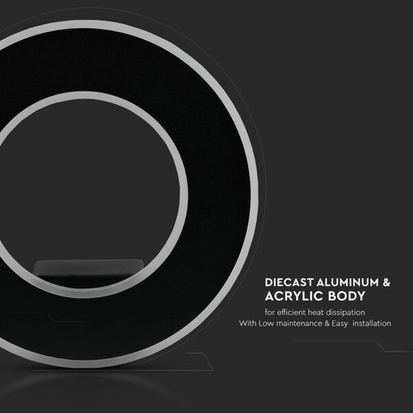 LED Φωτιστικό Τοίχου 9W V-TAC Μαύρο Στρογγυλό SMD Θερμό Λευκό 3000Κ – 8227