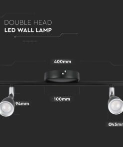 LED φωτιστικό οροφής διπλό 9W 3000K Θερμό λευκό Μαύρο σώμα V-TAC – 8267