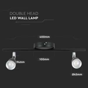 LED φωτιστικό οροφής διπλό 9W 3000K Θερμό λευκό Μαύρο σώμα V-TAC – 8267