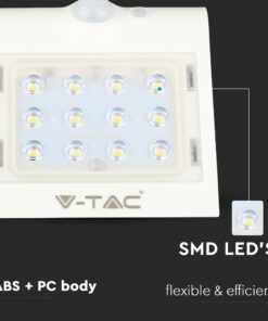 LED Ηλιακό Φωτιστικό 1.5W V-TAC με Αισθητήρα Αδιάβροχο IP65 Λευκό Πλαστικό Φυσικό Λευκό 4000K – 8276