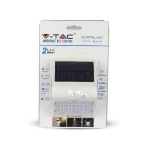 LED Ηλιακό Φωτιστικό 1.5W V-TAC με Αισθητήρα Αδιάβροχο IP65 Λευκό Πλαστικό Φυσικό Λευκό 4000K – 8276