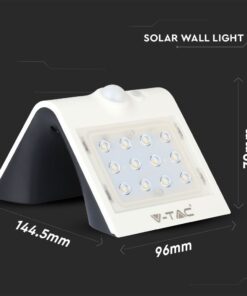 LED Ηλιακό Φωτιστικό 1.5W V-TAC με Αισθητήρα Αδιάβροχο IP65 Λευκό Πλαστικό Φυσικό Λευκό 4000K – 8276