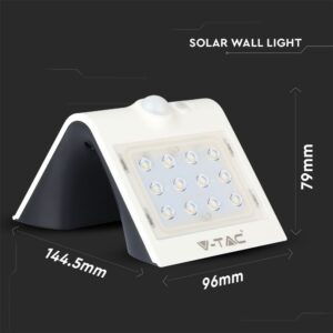 LED Ηλιακό Φωτιστικό 1.5W V-TAC με Αισθητήρα Αδιάβροχο IP65 Λευκό Πλαστικό Φυσικό Λευκό 4000K – 8276