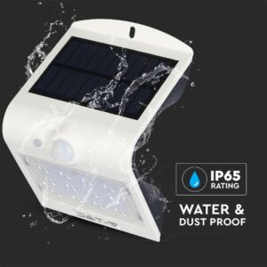 LED Ηλιακό Φωτιστικό 1.5W V-TAC με Αισθητήρα Αδιάβροχο IP65 Λευκό Πλαστικό Φυσικό Λευκό 4000K – 8276