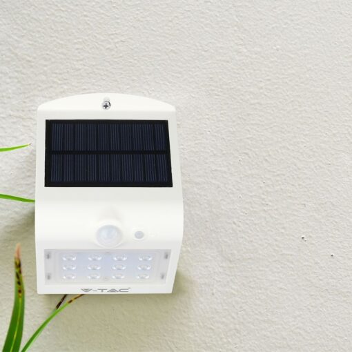 LED Ηλιακό Φωτιστικό 1.5W V-TAC με Αισθητήρα Αδιάβροχο IP65 Λευκό Πλαστικό Φυσικό Λευκό 4000K – 8276