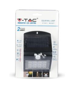LED Ηλιακό Φωτιστικό 1.5W V-TAC με Αισθητήρα Αδιάβροχο IP65 Μαύρο Πλαστικό Φυσικό Λευκό 4000K – 8277