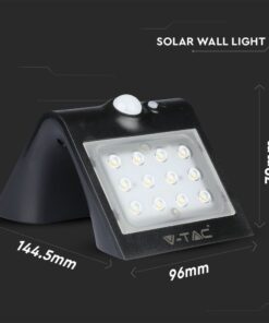 LED Ηλιακό Φωτιστικό 1.5W V-TAC με Αισθητήρα Αδιάβροχο IP65 Μαύρο Πλαστικό Φυσικό Λευκό 4000K – 8277