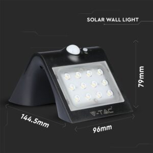 LED Ηλιακό Φωτιστικό 1.5W V-TAC με Αισθητήρα Αδιάβροχο IP65 Μαύρο Πλαστικό Φυσικό Λευκό 4000K – 8277