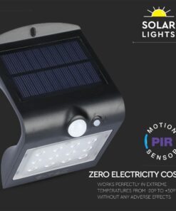 LED Ηλιακό Φωτιστικό 1.5W V-TAC με Αισθητήρα Αδιάβροχο IP65 Μαύρο Πλαστικό Φυσικό Λευκό 4000K – 8277