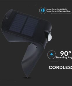 LED Ηλιακό Φωτιστικό 1.5W V-TAC με Αισθητήρα Αδιάβροχο IP65 Μαύρο Πλαστικό Φυσικό Λευκό 4000K – 8277