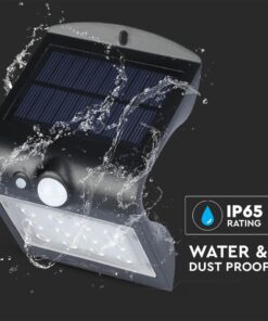 LED Ηλιακό Φωτιστικό 1.5W V-TAC με Αισθητήρα Αδιάβροχο IP65 Μαύρο Πλαστικό Φυσικό Λευκό 4000K – 8277