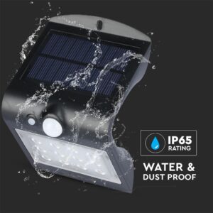 LED Ηλιακό Φωτιστικό 1.5W V-TAC με Αισθητήρα Αδιάβροχο IP65 Μαύρο Πλαστικό Φυσικό Λευκό 4000K – 8277