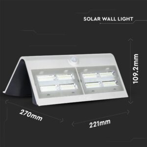 LED Ηλιακό Φωτιστικό 6.8W V-TAC με Αισθητήρα Αδιάβροχο IP65 Λευκό Πλαστικό Φυσικό Λευκό 4000K – 8278