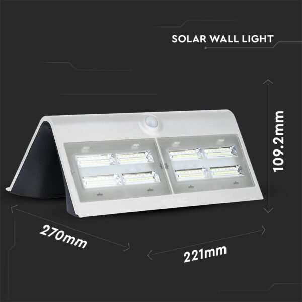 LED Ηλιακό Φωτιστικό 6.8W V-TAC με Αισθητήρα Αδιάβροχο IP65 Λευκό Πλαστικό Φυσικό Λευκό 4000K – 8278