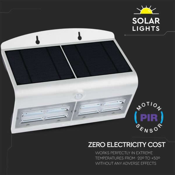 LED Ηλιακό Φωτιστικό 6.8W V-TAC με Αισθητήρα Αδιάβροχο IP65 Λευκό Πλαστικό Φυσικό Λευκό 4000K – 8278