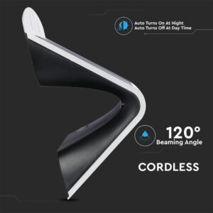 LED Ηλιακό Φωτιστικό 6.8W V-TAC με Αισθητήρα Αδιάβροχο IP65 Λευκό Πλαστικό Φυσικό Λευκό 4000K – 8278