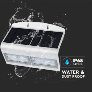LED Ηλιακό Φωτιστικό 6.8W V-TAC με Αισθητήρα Αδιάβροχο IP65 Λευκό Πλαστικό Φυσικό Λευκό 4000K – 8278