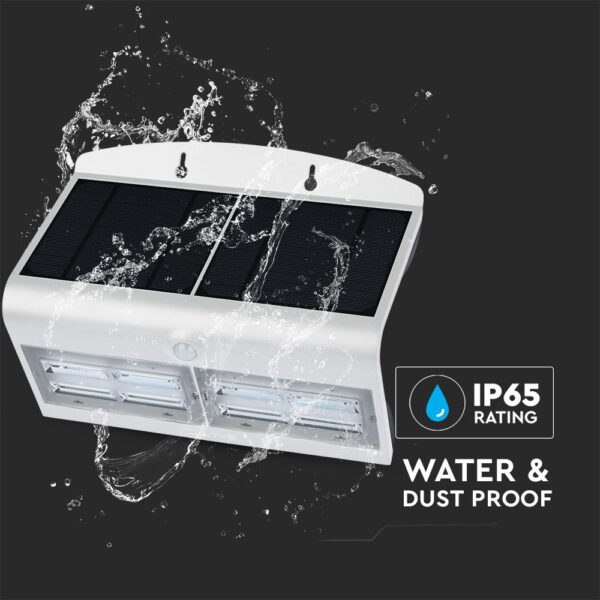 LED Ηλιακό Φωτιστικό 6.8W V-TAC με Αισθητήρα Αδιάβροχο IP65 Λευκό Πλαστικό Φυσικό Λευκό 4000K – 8278