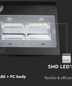 LED Ηλιακό Φωτιστικό 6.8W V-TAC με Αισθητήρα Αδιάβροχο IP65 Μαύρο Πλαστικό Φυσικό Λευκό 4000K – 8279