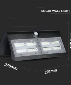 LED Ηλιακό Φωτιστικό 6.8W V-TAC με Αισθητήρα Αδιάβροχο IP65 Μαύρο Πλαστικό Φυσικό Λευκό 4000K – 8279