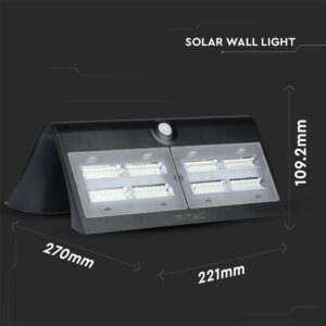 LED Ηλιακό Φωτιστικό 6.8W V-TAC με Αισθητήρα Αδιάβροχο IP65 Μαύρο Πλαστικό Φυσικό Λευκό 4000K – 8279