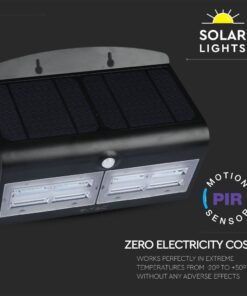 LED Ηλιακό Φωτιστικό 6.8W V-TAC με Αισθητήρα Αδιάβροχο IP65 Μαύρο Πλαστικό Φυσικό Λευκό 4000K – 8279