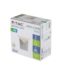 LED Φωτιστικό Τοίχου 5W V-TAC Λευκό Αδιάβροχο IP65 SMD Θερμό Λευκό 3000Κ – 8280