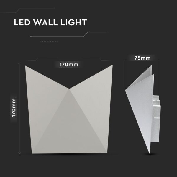 LED Φωτιστικό Τοίχου 5W V-TAC Γκρι Αδιάβροχο IP65 Φυσικό Λευκό 4000Κ – 218285