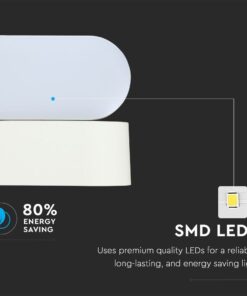 LED Φωτιστικό Τοίχου Περιστρεφόμενο 5W V-TAC Λευκό Αδιάβροχο IP65 Θερμό 3000Κ – 218286