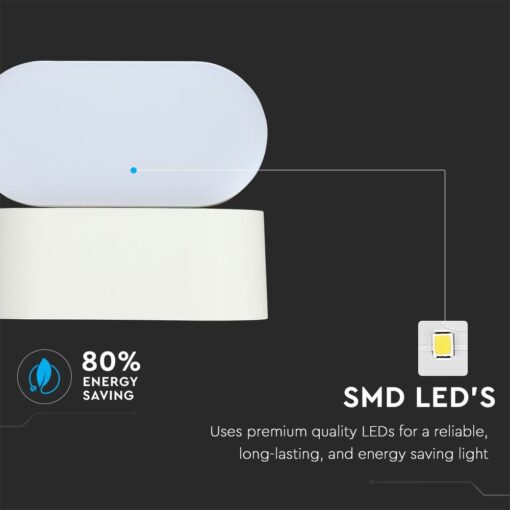 LED Φωτιστικό Τοίχου Περιστρεφόμενο 5W V-TAC Λευκό Αδιάβροχο IP65 Θερμό  3000Κ – 218286