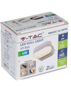 LED Φωτιστικό Τοίχου Περιστρεφόμενο 5W V-TAC Λευκό Αδιάβροχο IP65 Θερμό 3000Κ – 218286