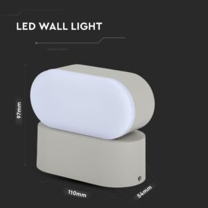 LED Φωτιστικό Τοίχου Περιστρεφόμενο 6W V-TAC Γκρι Αδιάβροχο IP65 SMD Θερμό Λευκό 3000Κ – 8290