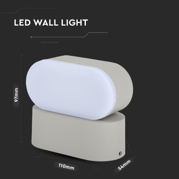 LED Φωτιστικό Τοίχου Περιστρεφόμενο 6W V-TAC Γκρι Αδιάβροχο IP65 SMD Θερμό Λευκό 3000Κ – 8290