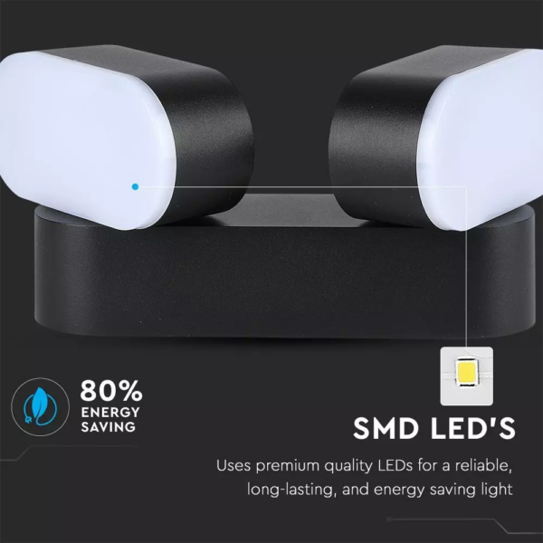 LED απλίκα 12W αρχιτεκτονικού φωτισμού 3000K Θερμό λευκό Μαύρο σώμα περιστρεφόμενο V-TAC – 8293