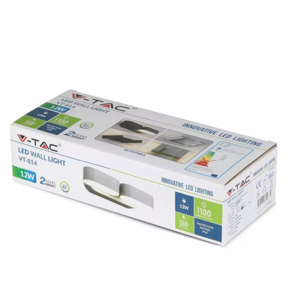 LED απλίκα 12W αρχιτεκτονικού φωτισμού 3000K Θερμό λευκό Μαύρο σώμα περιστρεφόμενο V-TAC – 8293
