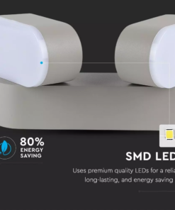 LED Απλίκα 12W Αρχιτεκτονικού Φωτισμού 3000K Θερμό Γκρι Σώμα Περιστρεφόμενο IP65 V-TAC – 8294