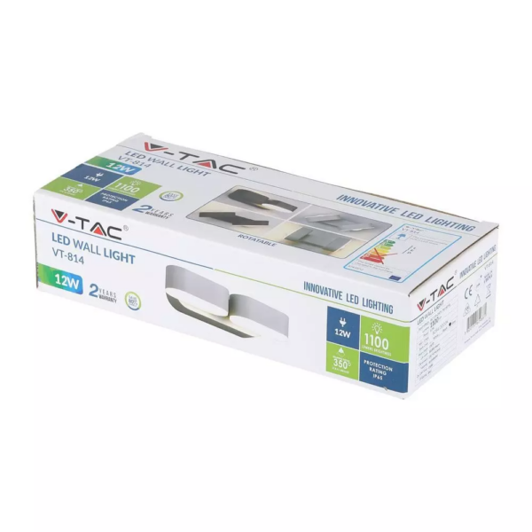 LED Απλίκα 12W Αρχιτεκτονικού Φωτισμού 3000K Θερμό Γκρι Σώμα Περιστρεφόμενο IP65 V-TAC – 8294