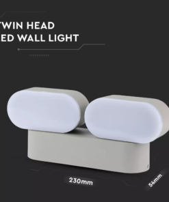 LED Απλίκα 12W Αρχιτεκτονικού Φωτισμού 3000K Θερμό Γκρι Σώμα Περιστρεφόμενο IP65 V-TAC – 8294