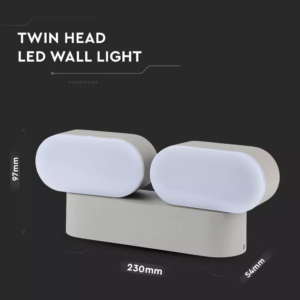 LED Απλίκα 12W Αρχιτεκτονικού Φωτισμού 3000K Θερμό Γκρι Σώμα Περιστρεφόμενο IP65 V-TAC – 8294