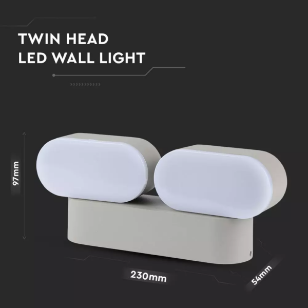 LED Απλίκα 12W Αρχιτεκτονικού Φωτισμού 3000K Θερμό Γκρι Σώμα Περιστρεφόμενο IP65 V-TAC – 8294