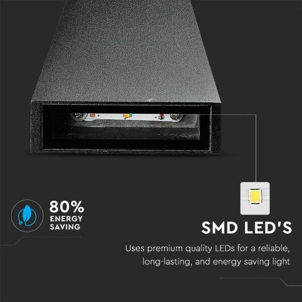 LED Φωτιστικό Τοίχου 6W V-TAC Μαύρο Αδιάβροχο IP65 SMD Θερμό Λευκό 3000Κ – 8297