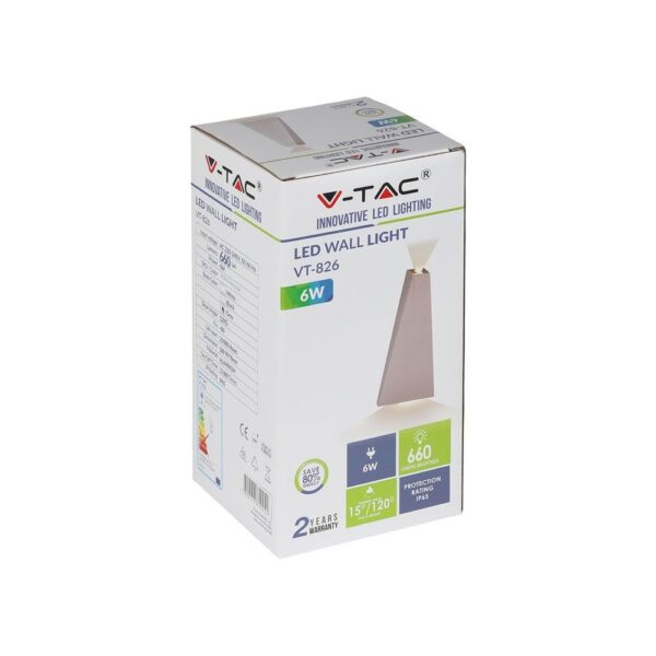 LED Φωτιστικό Τοίχου 6W V-TAC Γκρι Αδιάβροχο IP65 SMD Φυσικό Λευκό 4000Κ – 8300