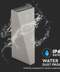 LED Φωτιστικό Τοίχου 6W V-TAC Γκρι Αδιάβροχο IP65 SMD Φυσικό Λευκό 4000Κ – 8300