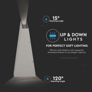 LED Φωτιστικό Τοίχου 6W V-TAC Γκρι Αδιάβροχο IP65 SMD Φυσικό Λευκό 4000Κ – 8300