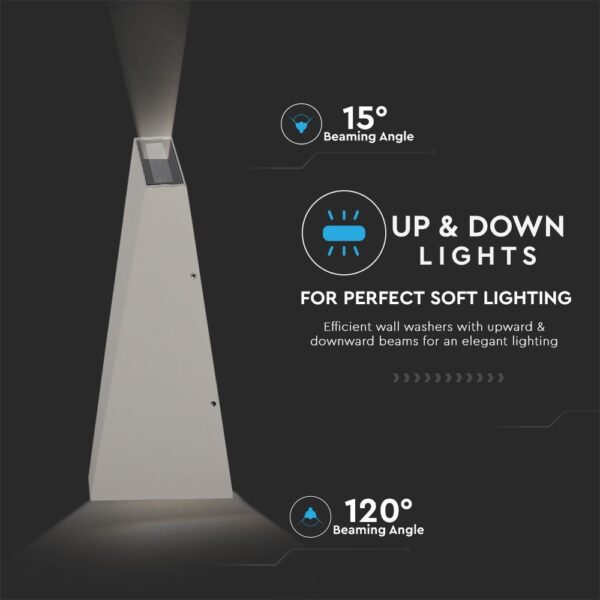 LED Φωτιστικό Τοίχου 6W V-TAC Γκρι Αδιάβροχο IP65 SMD Φυσικό Λευκό 4000Κ – 8300